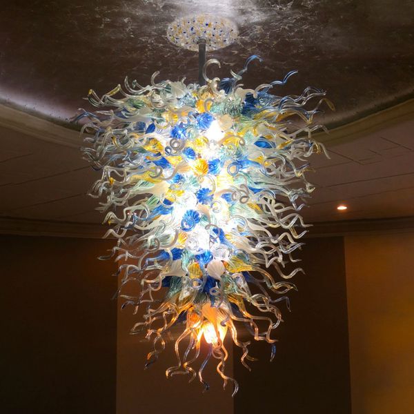 Moderna lámpara LED de cristal soplado a mano, lámparas colgantes de Murano, luces de techo de arte multicolor para decoración de la casa, sala de estar de 32 por 48 pulgadas