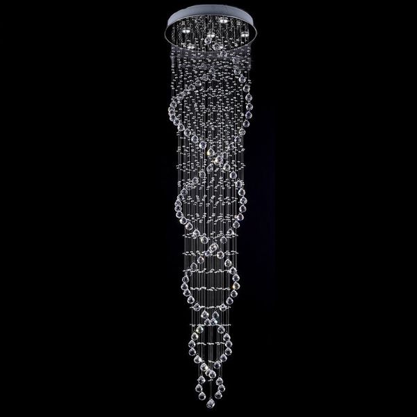 Moderno LED K9 Araña de cristal Accesorio de iluminación Gota de lluvia Doble espiral Luz de techo para escalera Luces de escalera Hotel de lujo Villa Vanidad Lámpara colgante