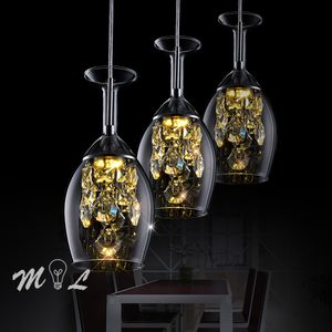 Lámpara Colgante De cristal Led K9 moderna, lámparas colgantes creativas De copa De vino, lámparas De Techo Colgante Moderna, luminarias decorativas para el hogar