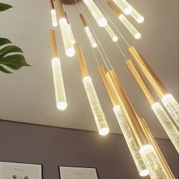 LED moderne Grand lustres à cristal longs luminaires pour escalier de l'escalier Luxury Hotel Villa chambre à coucher
