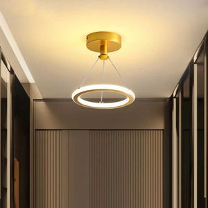 Moderne LED -lichten Energiebesparende smeedijzeren kroonluchter Cirkel plafond Hangende lamp Keuken Slaapkamer Verlichting Fixture 0209