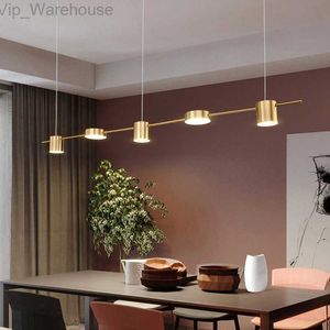 Lampes suspendues de cuisine de lustre de suspension de salon mené moderne pour le plafond sur la table à manger éclairage suspendu lumière dorée HKD230825
