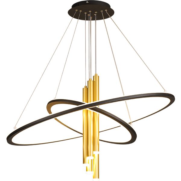 Lustre pendentif LED moderne pour salon cuisine barre Suspension en aluminium cercle anneaux salle à manger bureau LED lustre