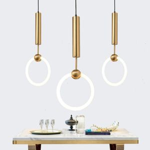Moderne LED-hanglamp voor eetkamer ophanging armatuur geborsteld goud hanglamp kookeiland bar verlichtingsarmatuur
