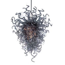 Moderne LED Hanglampen Handgemaakte Murano Blown Glas Kroonluchter Licht op maat gemaakte grijze kleur 28 bij 36 inches