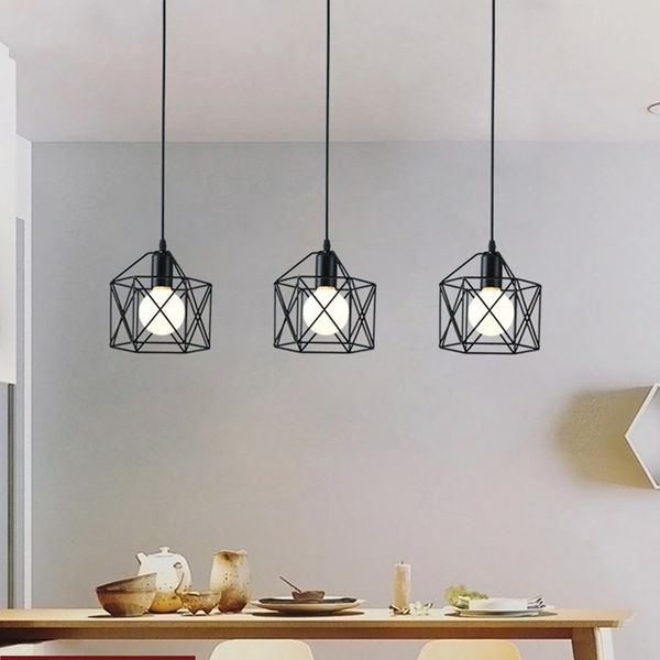 Moderne LED Pendentif Lumière Lampes Fer Or Noir Minimaliste Cage En Métal Pendentifs lumières Salon Restaurant Boutique Bar Luminaire Décoration