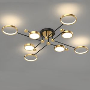 Moderne LED-hanglamp Woonkamer Slaapkamer Lamp Gouden frame Kroonluchter Aluminium Dropshipping Indoor Armatuur Licht Lustres