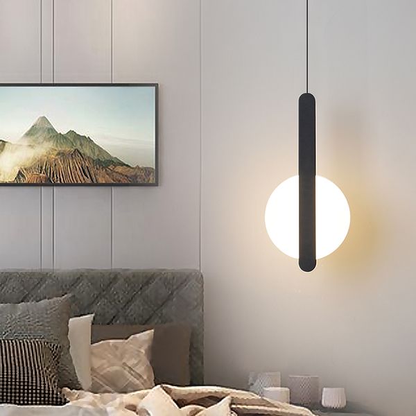 Lampes suspendues LED modernes pour salle à manger, chevet, Bar, décoration de la maison, luminaires suspendus, couleur blanc/noir, 90-260V