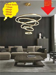 Modern Led Rings Pendant Lamp Circle Ceiling Hanging Chandelier Living /Dining Room /Staircase Lamp Home Lighting Fixture HKD230825