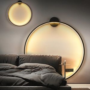 Lámpara de pared de anillo redondo LED moderna, personalidad minimalista, aplique de noche para dormitorio, sala de estar, sofá, iluminación decorativa para Interior del hogar