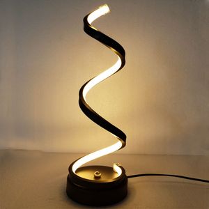 Lampe de Table en spirale LED moderne, lampe de chevet incurvée, lumière blanche froide et chaude pour salon, chambre à coucher, éclairage de lecture