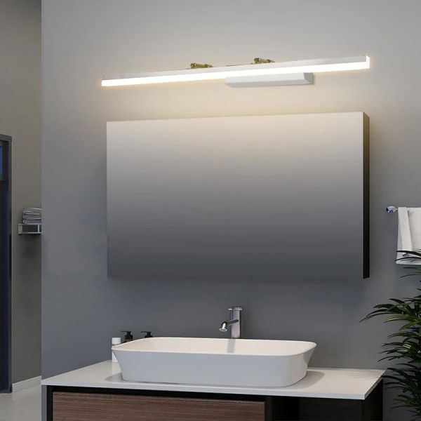 Lampe murale à LED moderne 40/50/60 cm Miroir Light Long Strip Silver Mur Mur Bathroom Toilet Home Decor Lighing Lighing Lights Luster