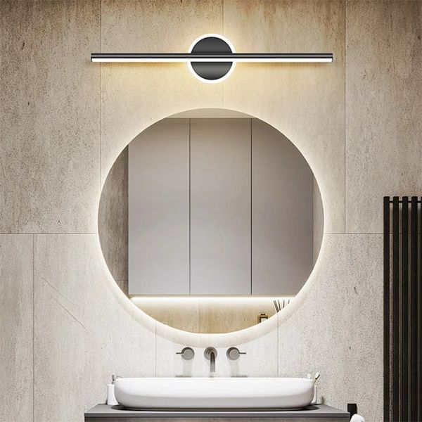 Lampe murale à LED moderne 40/60 / 80 cm miroir léger toilettes de salle de bain noire or long strip lucture décor à la maison les lampes d'éclairage LED lustre