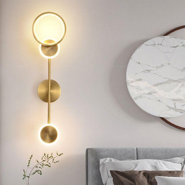 Lámpara de pared Led moderna, apliques dorados, iluminación para dormitorio, mesita de noche, restaurante nórdico, cocina, decoración de fondo, luces de pared