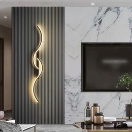 Moderne LED -wandlamp Minimalistisch LED LICHT SLAAG SLAAPKAMER BEDBAAD LANG STRIP WAARS SCONCES Woonkamer Huis Binnen verlichting Stepless Diming