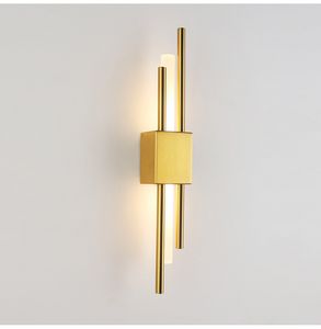 Lámpara de pared LED moderna, elegante pantalla acrílica de tubo dorado y negro para sala de estar, pasillo, dormitorio, apliques, accesorio de iluminación