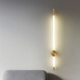 Moderne Led Wall Lights Slaapkamer Langere Tube verlichting Woonkamer Achtergrond Versier Trap Lamp Hotel Zwart Gouden SCONCE -armaturen