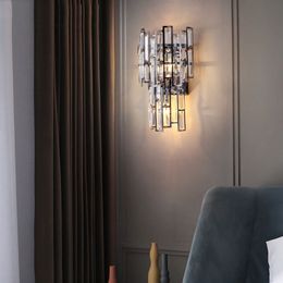 Moderne lichte luxe rechthoekige kristallen wandkandelaar Lamp woonkamer decor slaapkamer studie led binnenverlichting