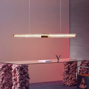 Restaurant de luxe léger moderne lampe de conception nordique table de bar à manger longue exposition de table à manger hall lustre