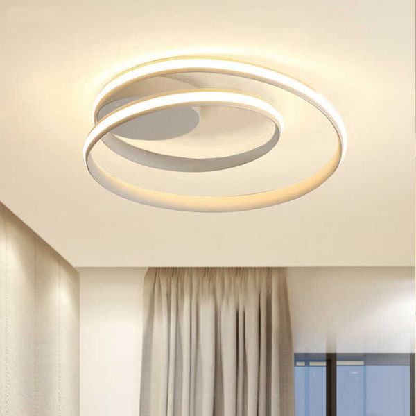 Anillo de luces modernas LED para sala de estar, dormitorio, lámpara de techo montada en superficie de color blanco y negro, AC85-265V 0209 Deco