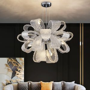 Lustre de salon moderne éclairage Design rond chambre lampe à suspendre en verre de luxe Chrome/argent intérieur lumière Led Fixtur