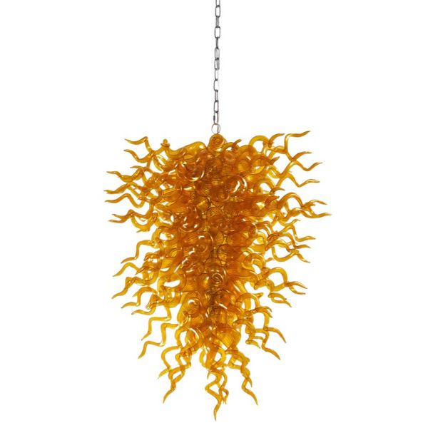 Lustres de salon modernes lampes suspendues 100% lustre en verre jaune soufflé à la main lumière pour la décoration de la chambre à coucher à la maison