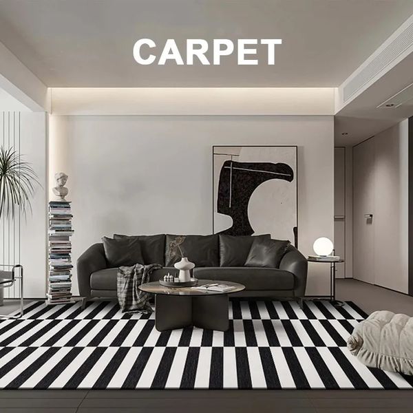 Decoración de sala de estar moderna alfombra de lujo alfombra nórdica alfombra de cama de dormitorio en casa alfombra de salón suave y espeluznante 240329