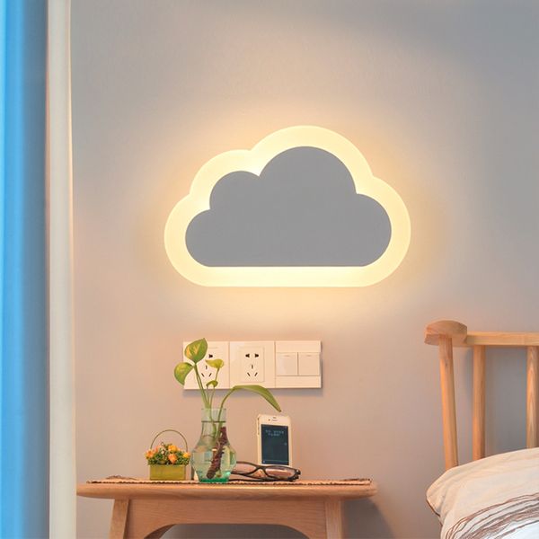 Salon moderne chambre d'enfants décor nuages appliques acryliques fer minimaliste applique lumière AC85-265V enfants LED appliques murales salle de bain miroir phare