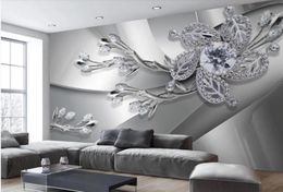 Papier peint de salon moderne texture métallique diamant 3d stéréo bijoux fond de télévision wall6985440
