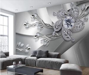 Moderne Woonkamer Wallpapers Metalen Textuur Diamond 3D Stereo Sieraden TV achtergrond Muur