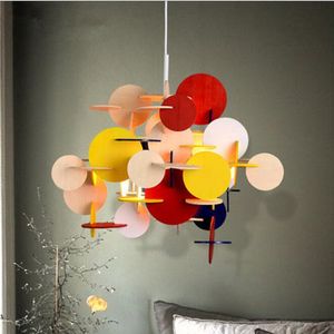 Moderne Loft Multicolor DIY Hout Hanglamp Creative Italy Designer Kid's Room Hanging Light LED Light armaturen Gratis verzending