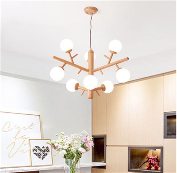 Le lustre LED moderne en rondins allume le salon en bois massif lampes suspendues en bois lampes de style japonais en bois salle à manger éclairage de la chambre