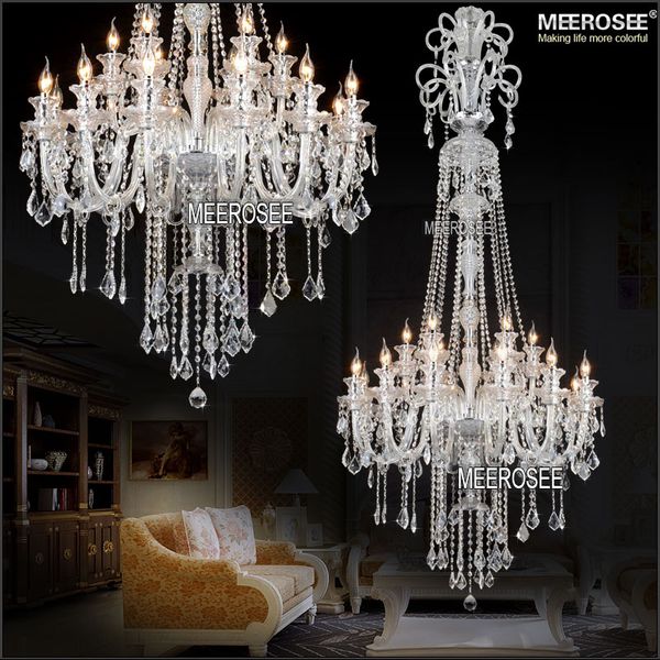 Lustres modernes Lampe d'éclairage intérieur 12 lumières Clear Crystal Pendentif Lampes pour restaurant Escalier Salon Hotel