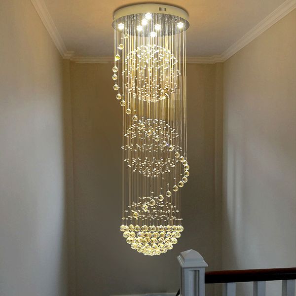 Candelabros de cristal de vida en espiral LED largos modernos, accesorio de iluminación interior para escalera, lámpara de escalera, escaparate, dormitorio, Hotel y pasillo