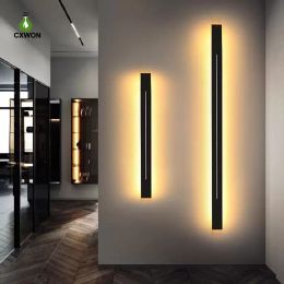 Moderne longue LED applique murale fer noir or coquille 100cm 120cm intérieur salon chevet applique lumière