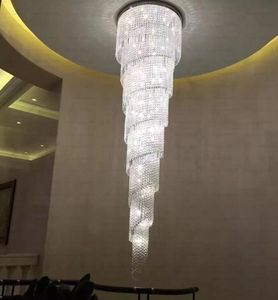 Gratis verzending moderne lange spiraal kroonluchter Crystal lamp Dia60 * H300cm glans trap verlichting armaturen myy