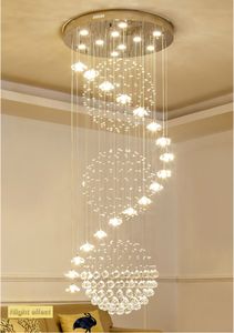 Moderne lange trap kristal kroonluchter verlichting binnenverlichting armaturen opknoping glans cristal loft kroonluchter lichten