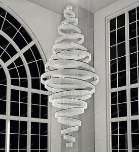 Lustre De Luxe Moderne 3-11Ring Éclairage LED Multiple Cristal Grand Projet Lustre Chrome Anneau Escalier Luminaire Hôtel Lampe