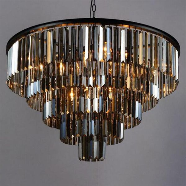 Lustre en cristal de luxe moderne élégant K9 cristal fumé gris cristal Suspension lampara pour café Restaurant el280Z