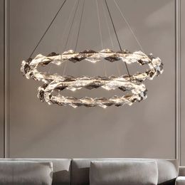 Moderne luxe kristallen design LED-kroonluchter voor woonkamer eetkamer keuken slaapkamer plafondlamp chroom ring hanglamp