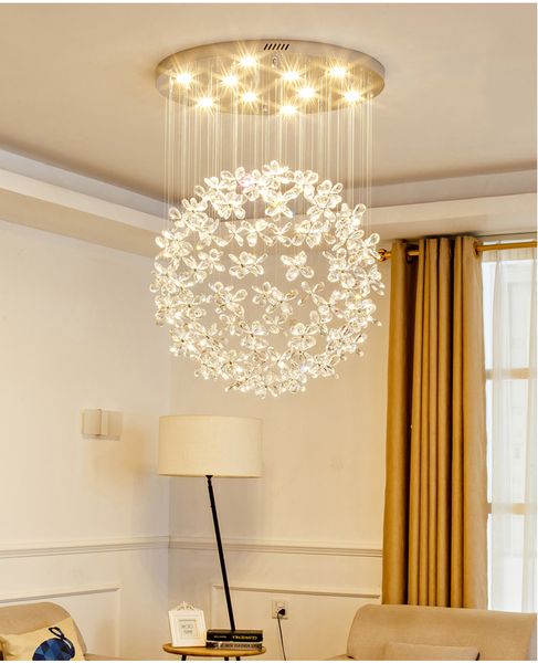 Lustre de plafond LED cristal de luxe moderne pour salon grands luminaires papillon lampes en cristal de conception de maison