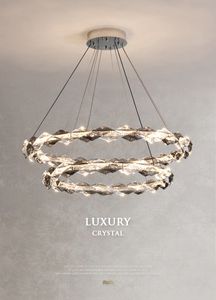 Moderne De Luxe En Cristal LED Lustre Salon Chambre Cuisine Îlot Chrome Lustre Lampe Suspendue Salle À Manger Ronde Luminaire
