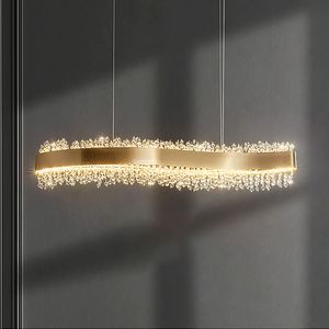 Lampes suspendues en cristal de luxe moderne salle à manger salon lustres de plafond éclairage décor de salle gland pendentif or lampes LED