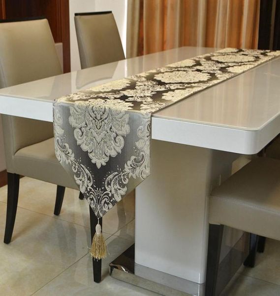 Camino de mesa jacqurard minimalista europeo moderno de lujo para mesa de centro, mantel individual, mantel decorativo, 32 cm x 210 cm5064542