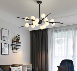 Moderne luxe glazen bal LED-kroonluchter voor levende eetkamer opknoping lichten plafond gemonteerde armatuur hanglamp