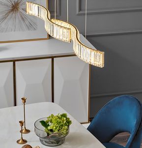 Moderne Luxe K9 Crystal LED Kroonluchter Verlichting Eetkamer Island Opknoping Lights Restaurant Bar Illumination Golden / Silver