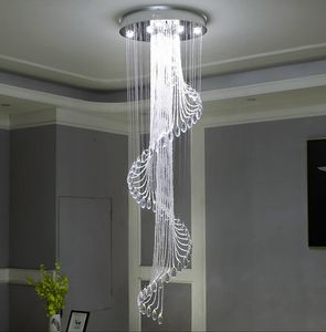 Lámparas de cristal grandes de lujo modernas, candelabro K9 de cristal para escalera, accesorios de iluminación en espiral, lámpara de arañas LED creativa para Hotel y Villa