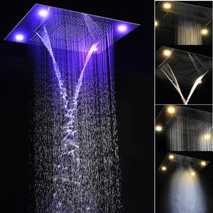 Pommeau de douche LED à pluie à grand débit de luxe moderne Pommeau de douche à LED multi-fonctions Cascade de plafond Mist 600x800mm shower2577