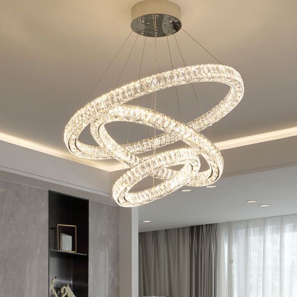 Luces colgantes Led de lujo modernas, decoración nórdica para el hogar, candelabro de habitación, brillo de cristal, accesorios de lámpara de anillo regulables