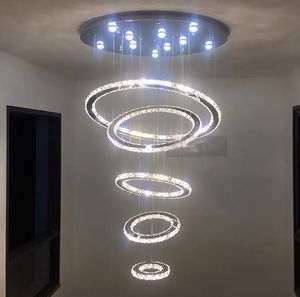 Moderne Luxe LED Ronde Crystal Kroonluchter Licht Spiraal Hanglamp Nordic Kroonluchter Lichtarmaturen Traplamp